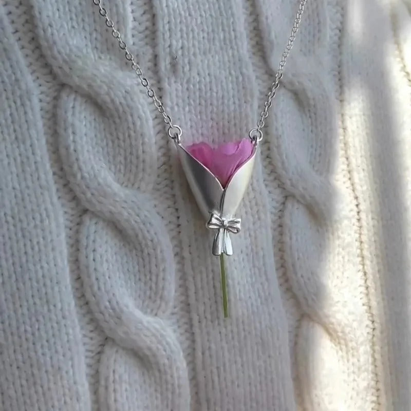 Stainless Steel Flower Bouquet Necklace